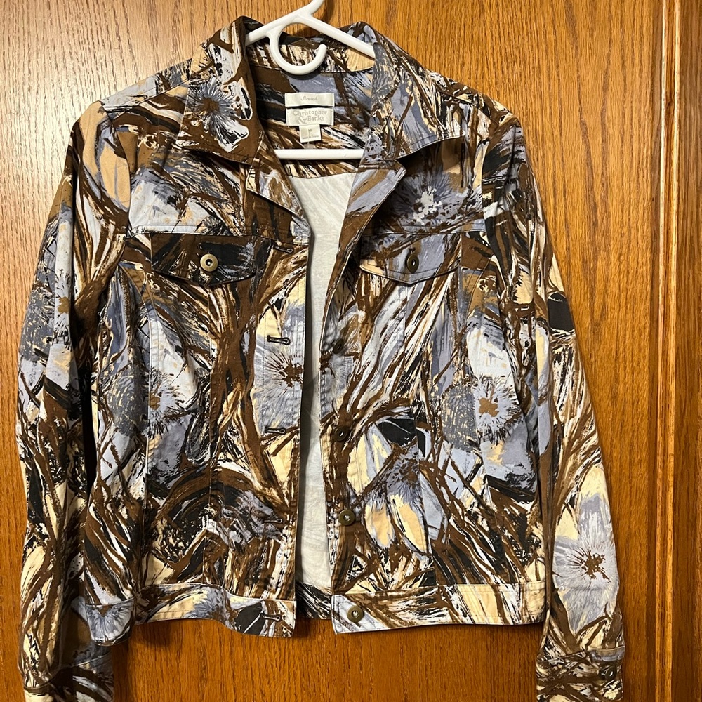 Christopher &‎ Banks jean jacket Women’s abstract colorful size M stretch